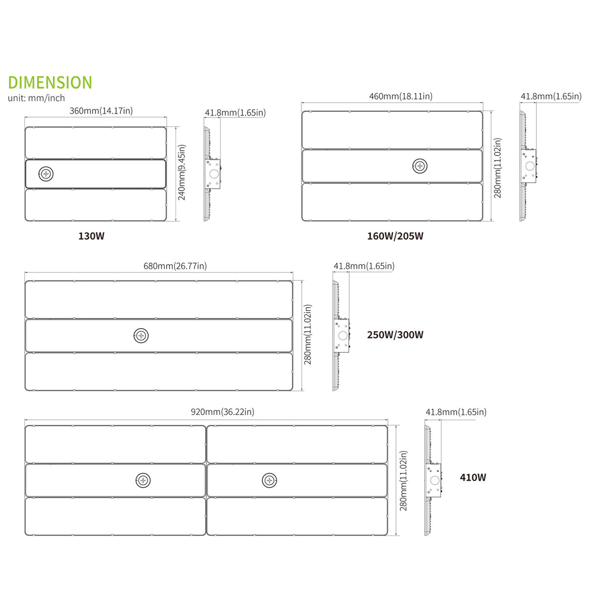 Linear High Bay LED Lights - LH07 Series, 160W, 24100lumens, 5000K, Adjustable Wattage, 120-277V