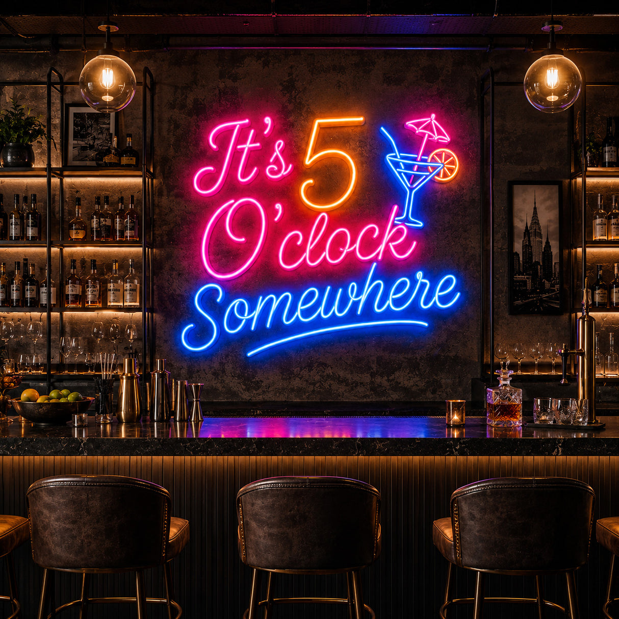It's 5 O'clock Somewhere Neon Sign for Home Bar
