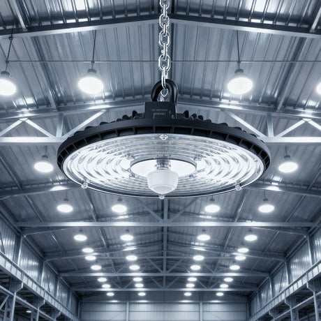 UFO LED High Bay Light ,100W,16000 Lumens, Selectable Wattage &CCT Adjustable, AC120-277V, UL DLC Listed, MHB08 Series