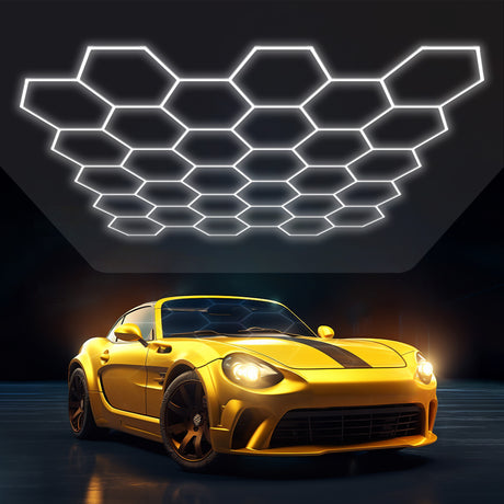 front size of Hexagon Garage Lights  25 hex