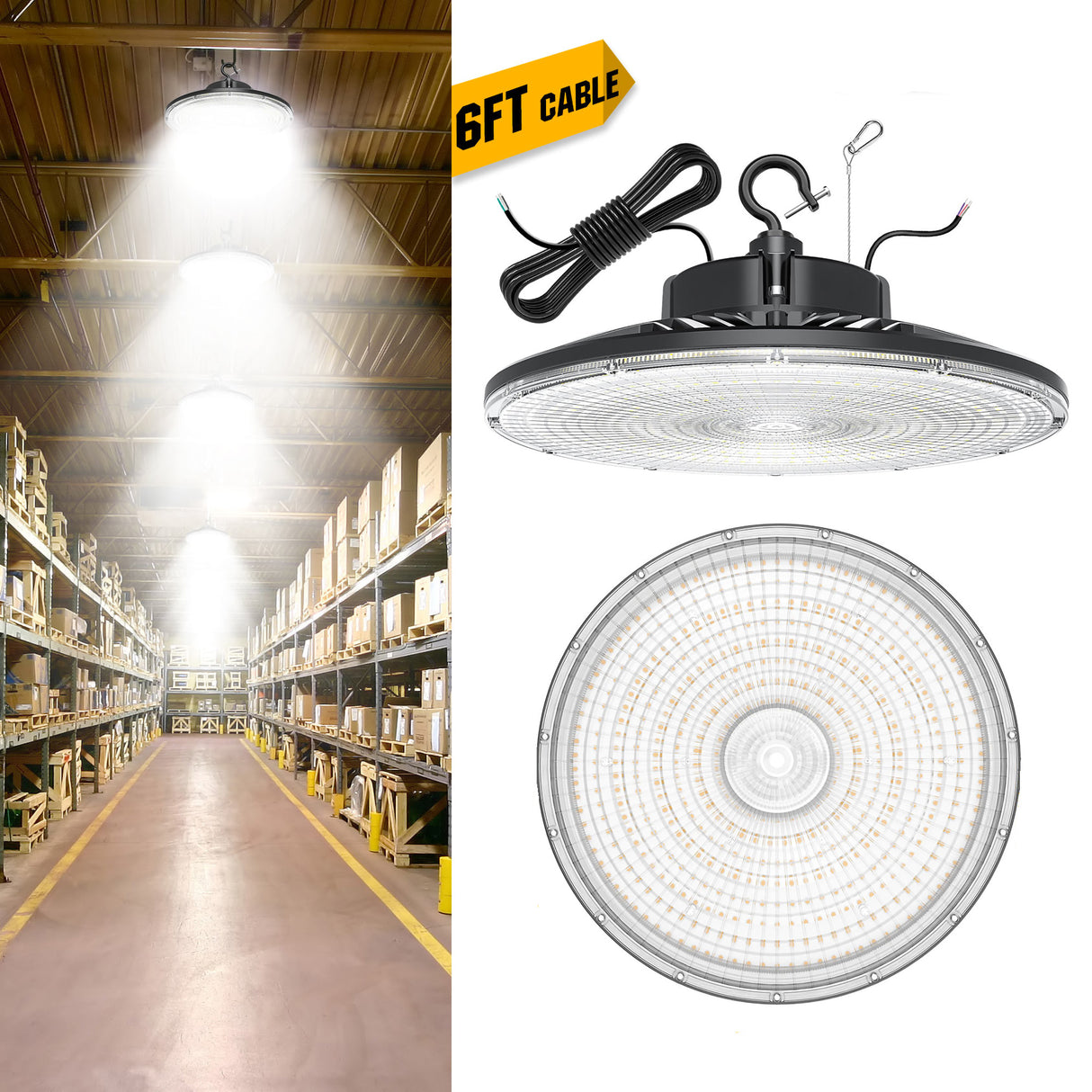 detail of Black UFO High Bay LED Lights