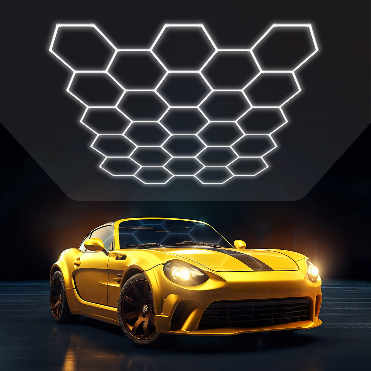 Hexagon Garage Lights 25 hex front size