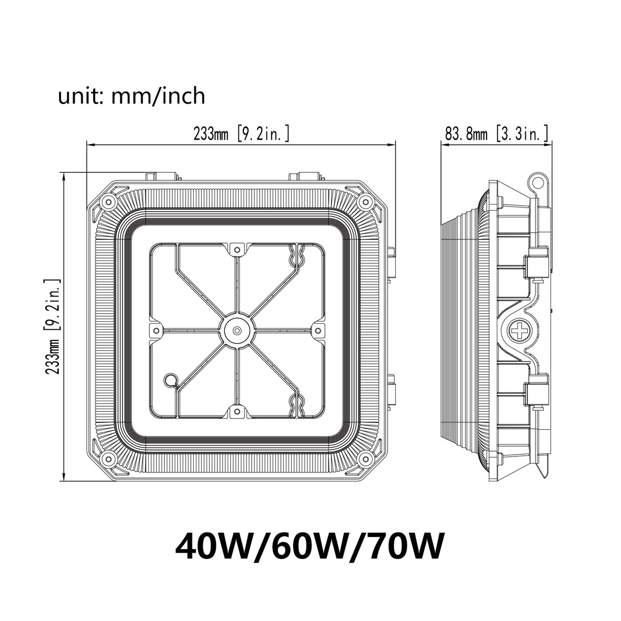 40W LED Canopy Light – 6300lm Dimmable Industrial Shop Light for Gas Station, Parking Lot & Store  AC 120-277V, MCP08