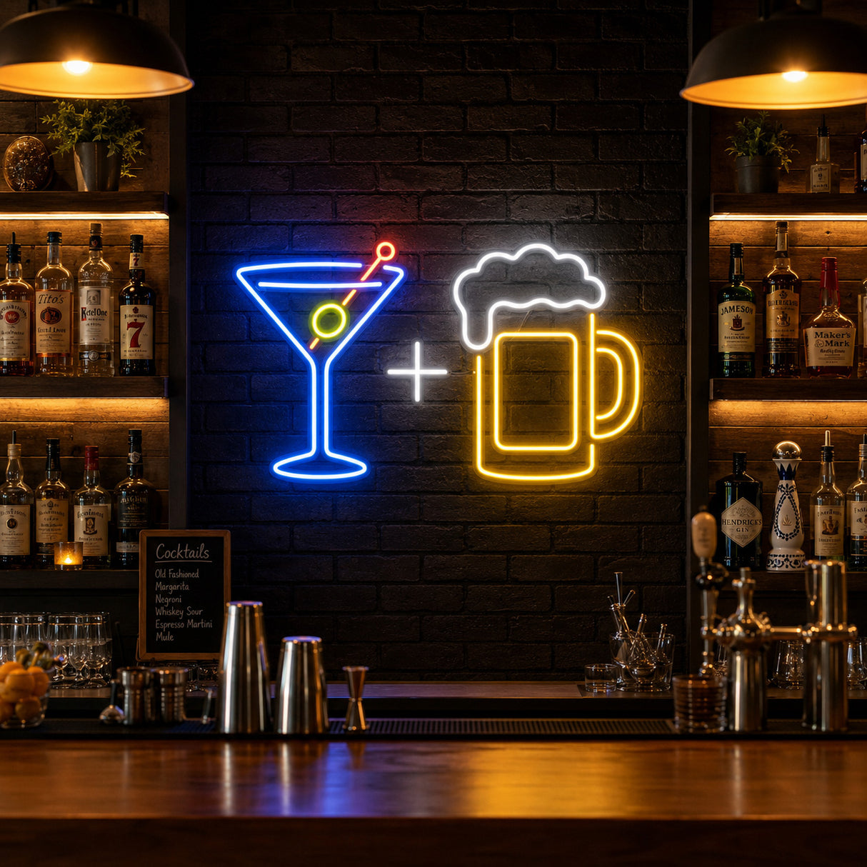 Cocktail + Beer Mug LED Neon Sign