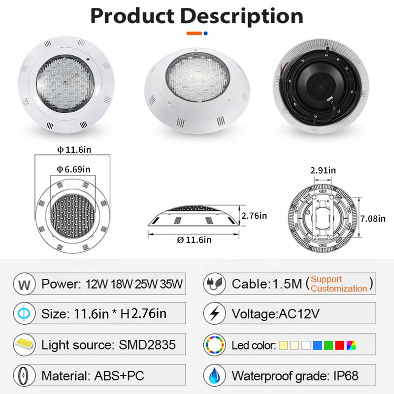 details of pool lights