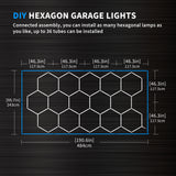 details of 15 hex garage lights with blue border