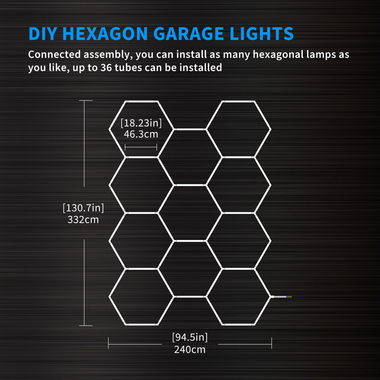 Hexagon Garage Lights 11 hex Details