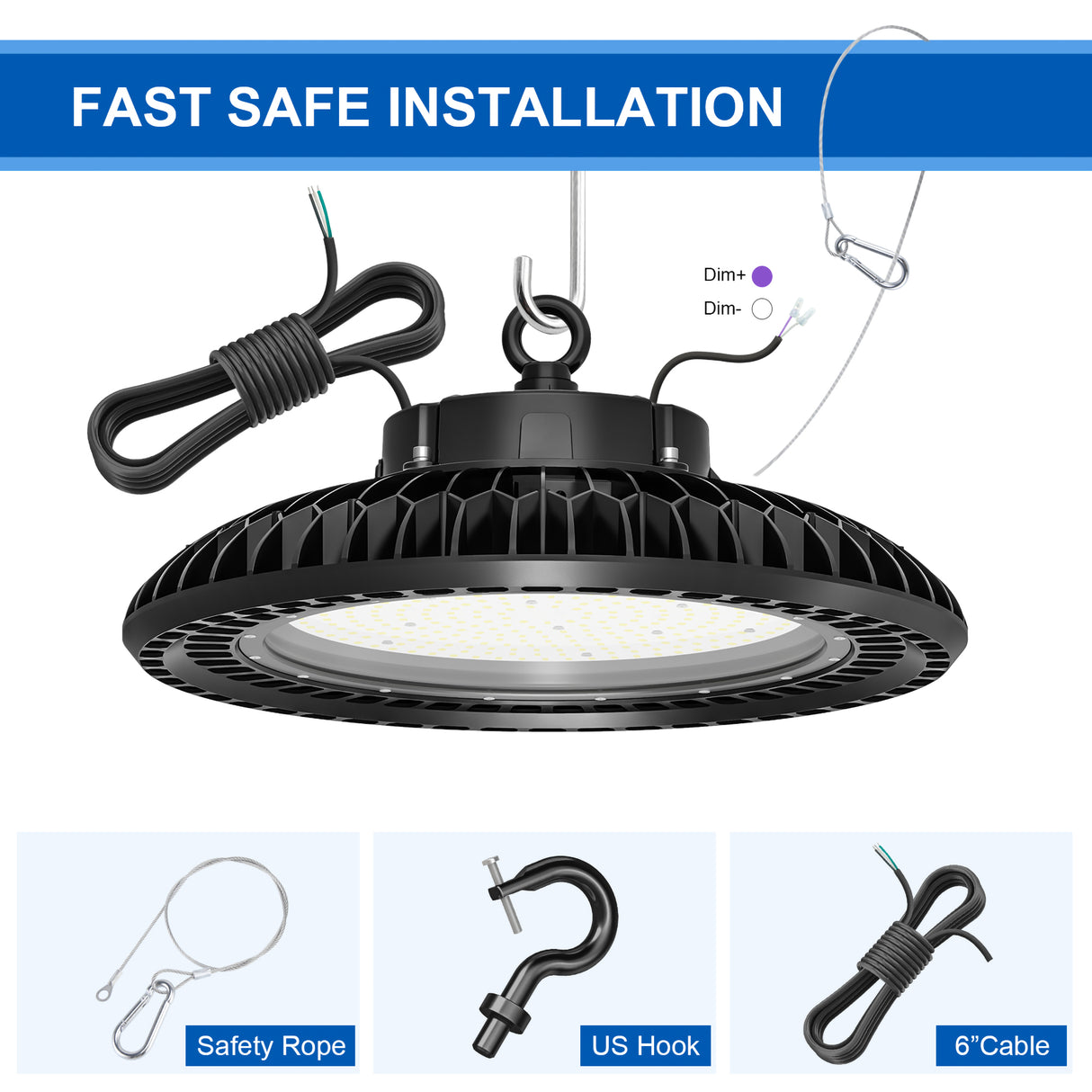 UFO High Bay LED Lights- Black 300W -Dimmable