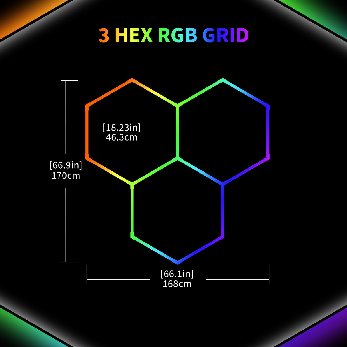 Details of Color RGB LED Hexagon Lights 3 Hex