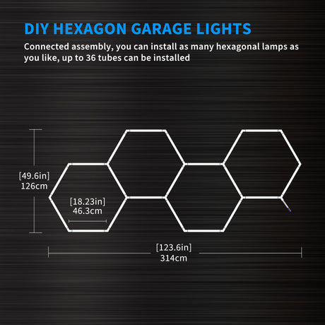 Details of Hexagon Garage Lights  4 hex 