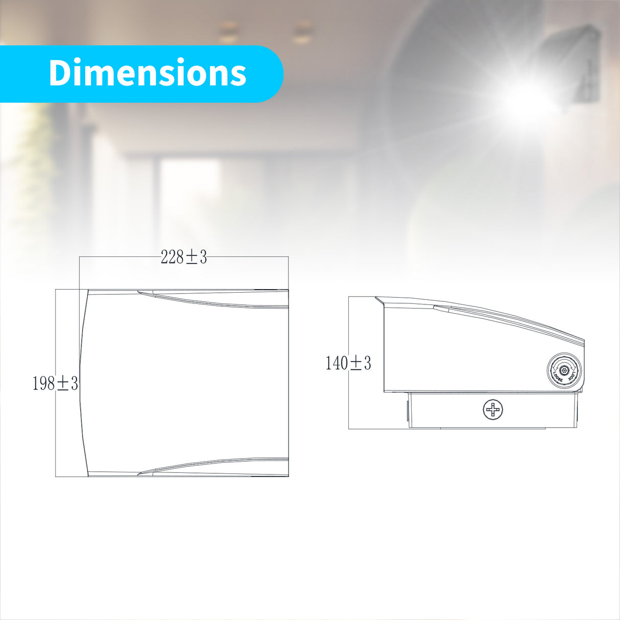 dimension of  LED Wall Pack Lights