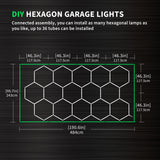 details of 15 hex garage lights with green border