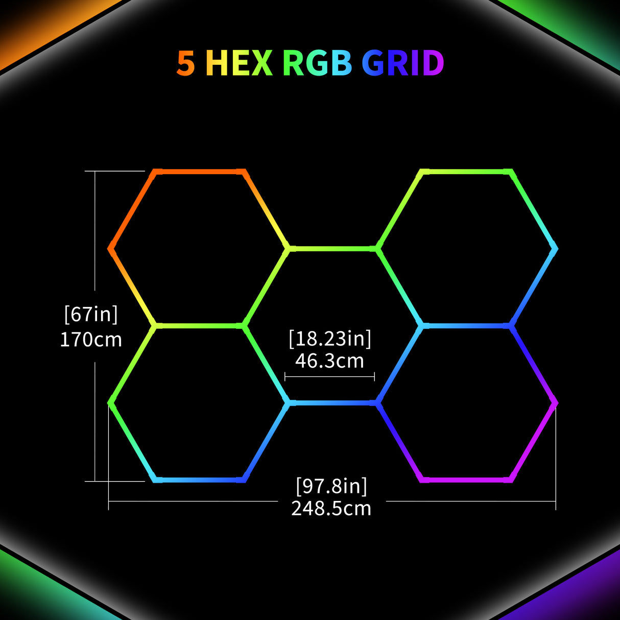 Details of Color RGB LED Hexagon Lights 5 Hex