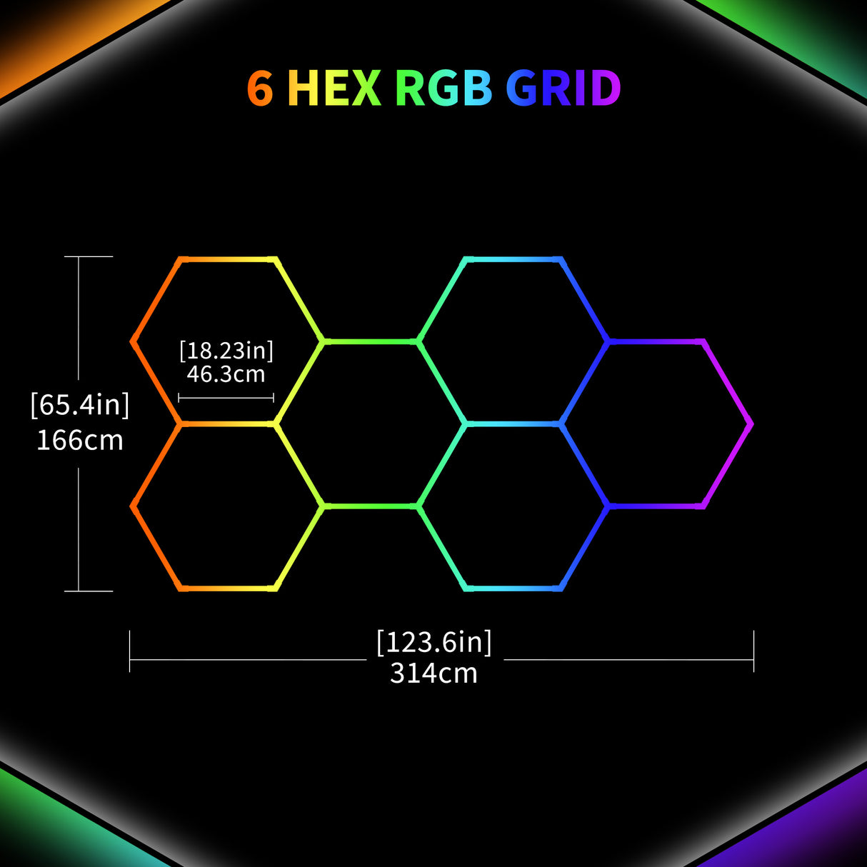 Details of Color RGB LED Hexagon Lights 6 Hex 