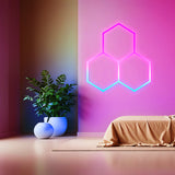 Use of Color RGB LED Hexagon Lights 2 Hex in bedroom