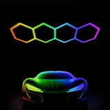 Color RGB LED Hexagon Lights 4 Hex front size