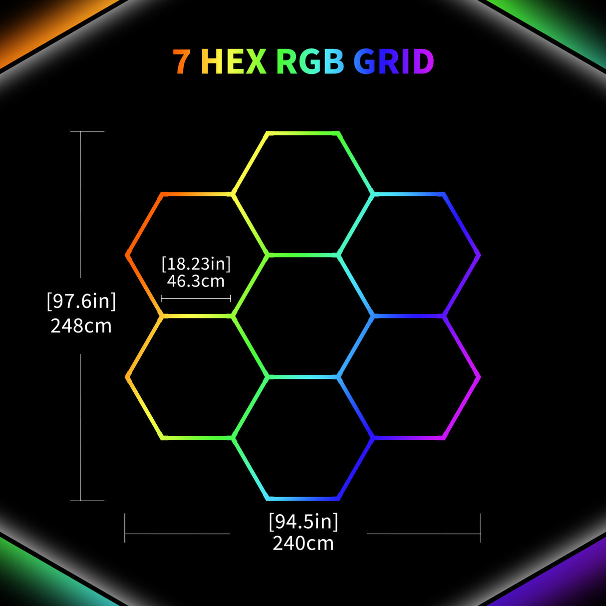 Details of Color RGB LED Hexagon Lights 7 Hex 