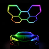 Color RGB LED Hexagon Lights 5 Hex front size