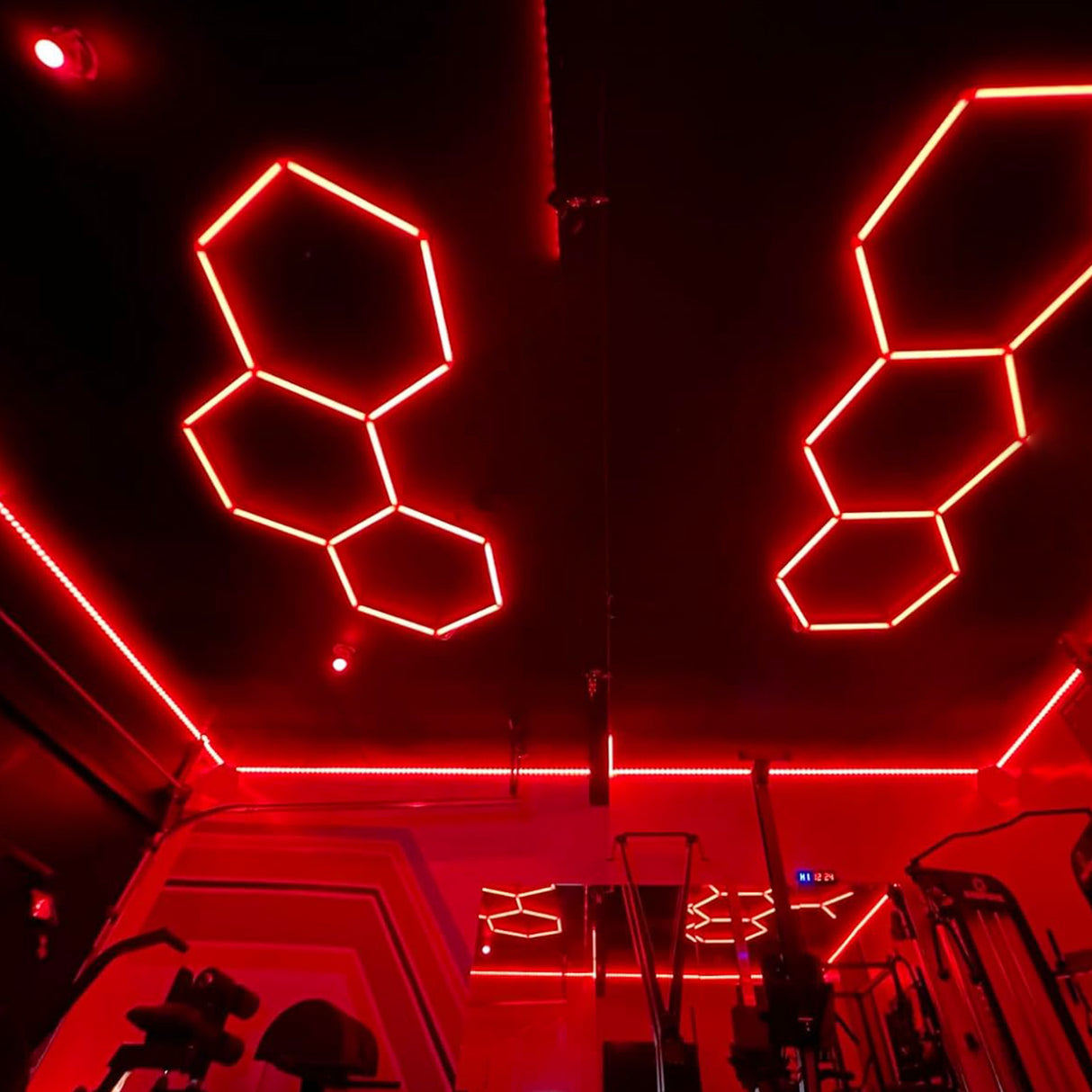 Use of Color RGB LED Hexagon Lights 3 Hex in gym