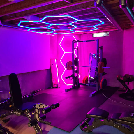 use of Color RGB LED Hexagon Lights 7 Hex in gym