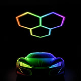 Color RGB LED Hexagon Lights 3 Hex front size