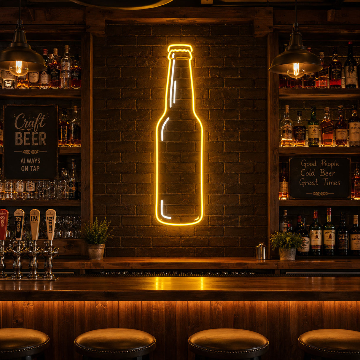 Sleek Beer Bottle LED Neon Sign