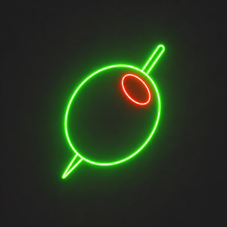 Cocktail Green Olive with Stick Neon Sign