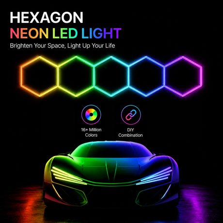 Color RGB LED Hexagon Lights 5 Hex