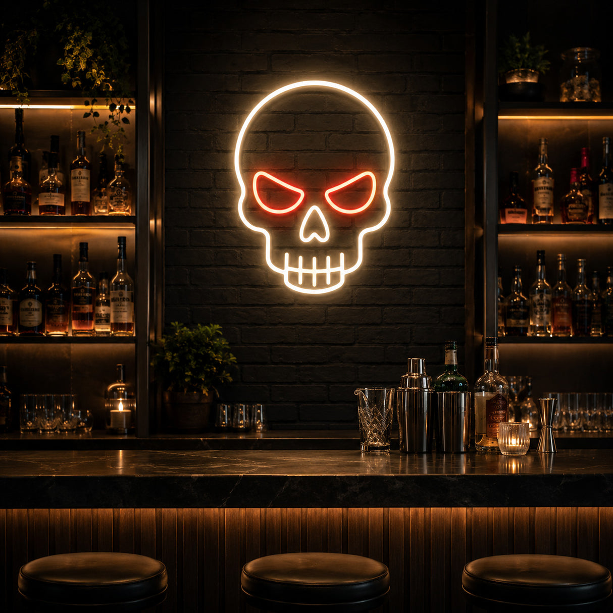 Crimson Eye Skull LED Neon Sign