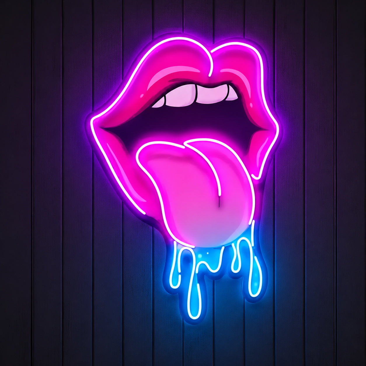 Dripping Lips UV LED Neon Sign