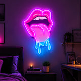 Dripping Lips UV LED Neon Sign
