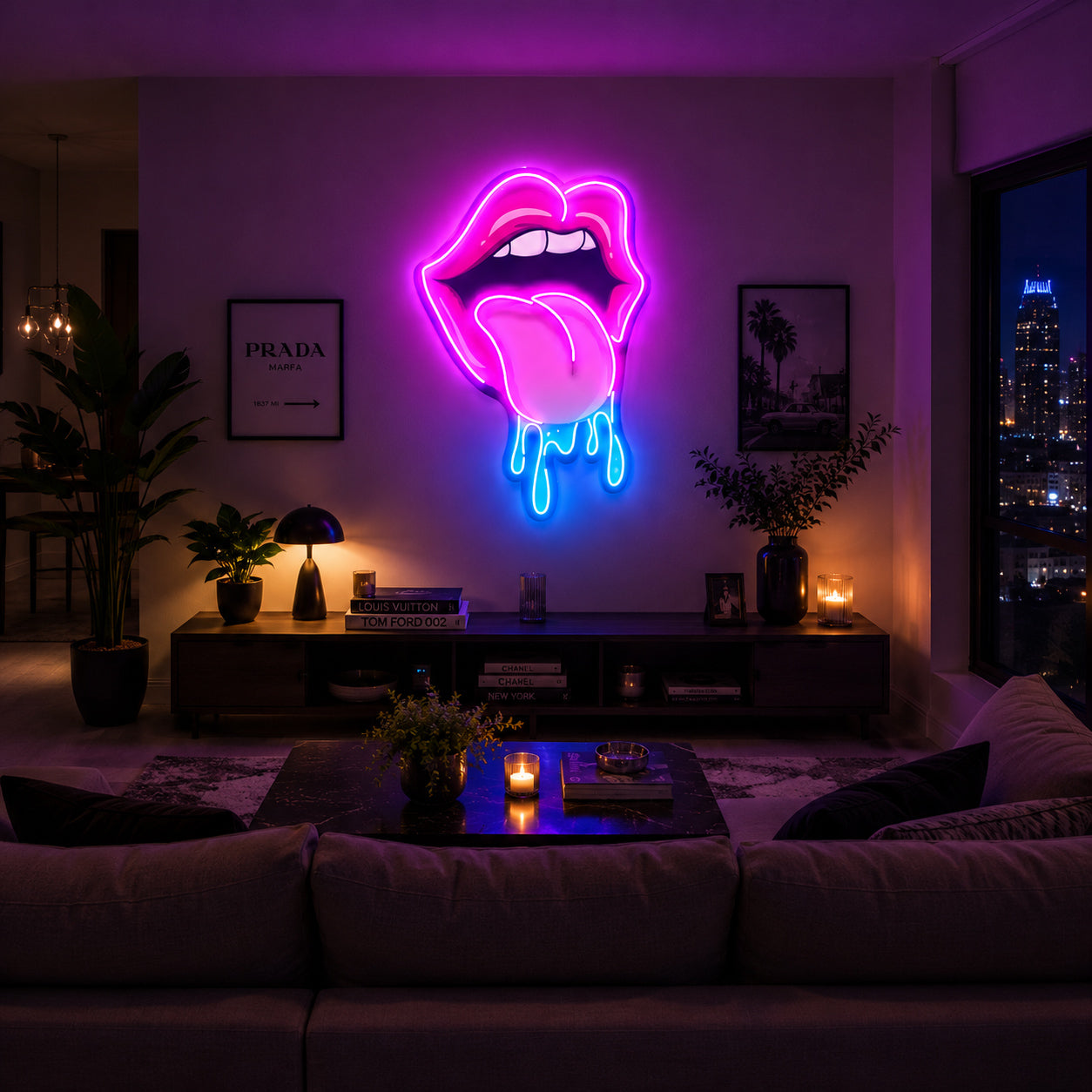 Dripping Lips UV LED Neon Sign
