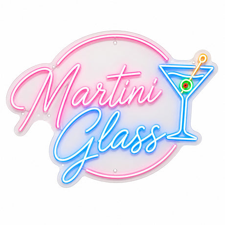 Modern Martini Glass Neon Sign for Bar & Club