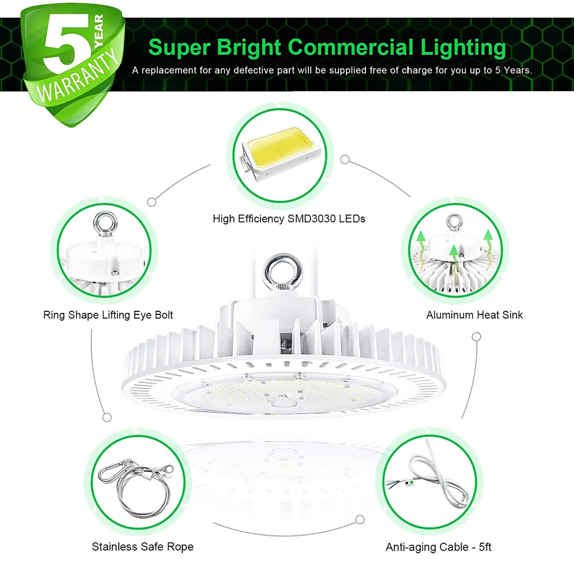 accessaries of White UFO High Bay LED Lights