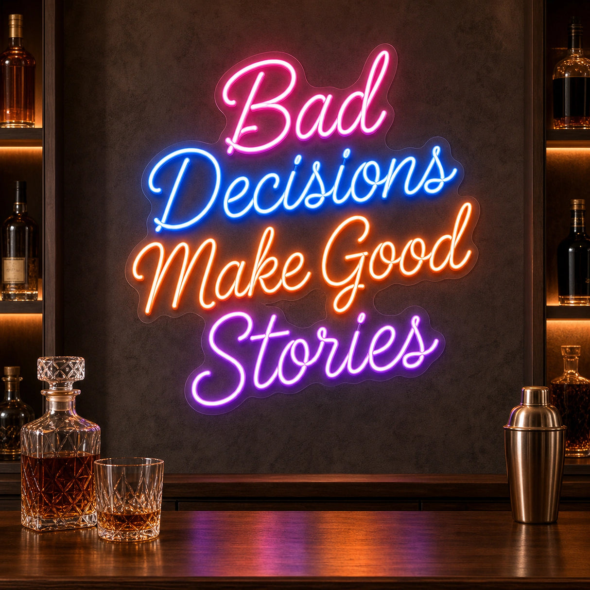Bad Decisions Make Good Stories LED Neon Sign for bar wall decor