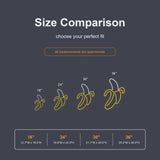 Banana Man Cave Neon Sign size comparison chart, 18-36 in