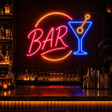 Retro Round BAR Cocktail LED Neon Sign for bar wall decor