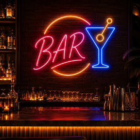 Retro Round BAR Cocktail LED Neon Sign for bar wall decor