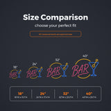 Retro Round BAR Cocktail LED Neon Sign size guide for neon signs for bar