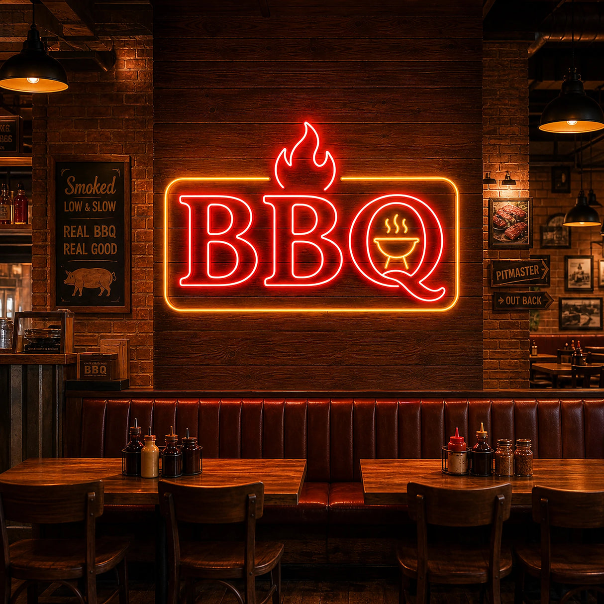 BBQ Neon Sign for Barbecue Restaurant Decor