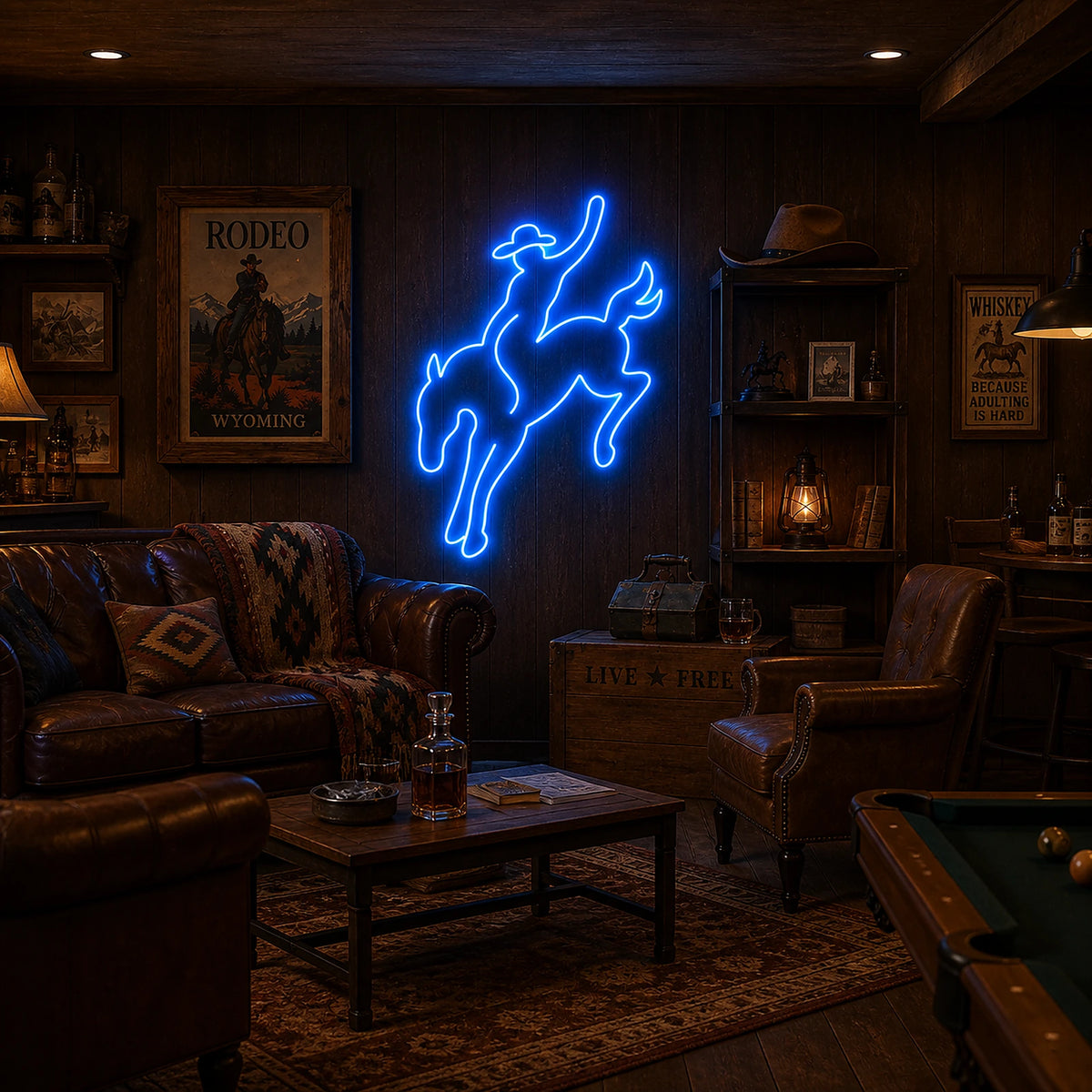 Rodeo Cowboy Man Cave Neon Sign