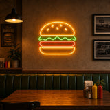 Burger Neon Sign for Burger Restaurant Wall Decor