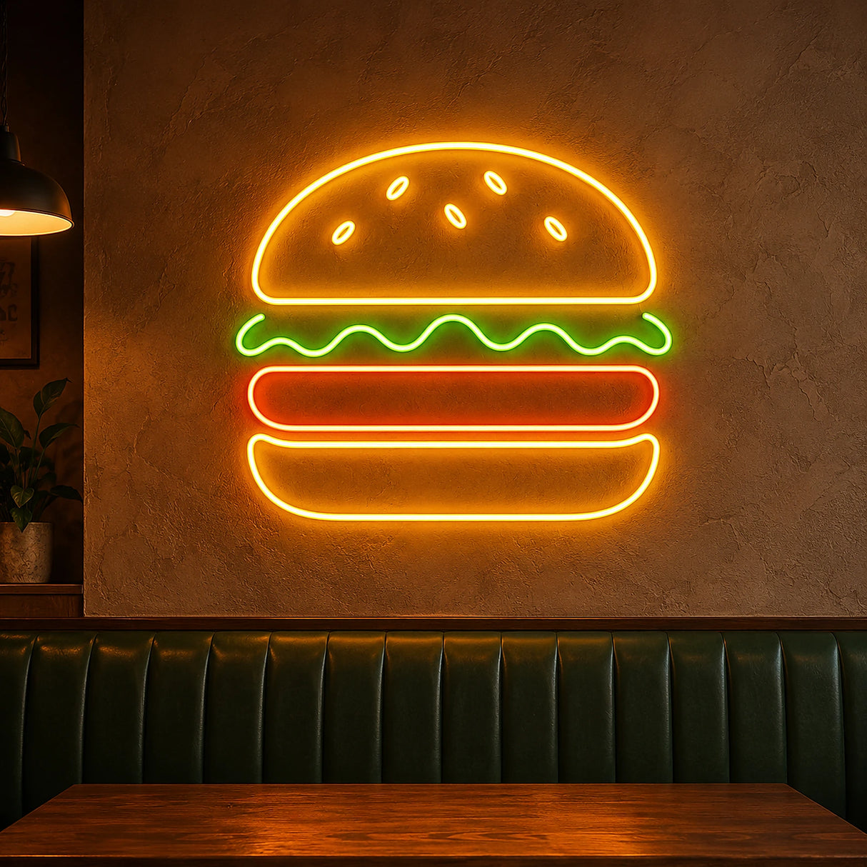 Burger Neon Sign for Burger Restaurant Wall Decor