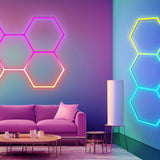 Use of Color RGB LED Hexagon Lights 2 Hex in living room