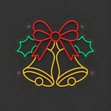 Christmas bells neon sign unlit on clear acrylic