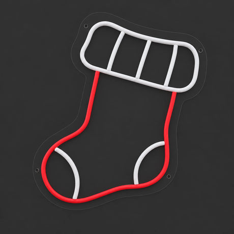 Christmas stocking neon sign unlit on clear acrylic