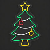 Christmas tree neon sign with star unlit on clear acrylic