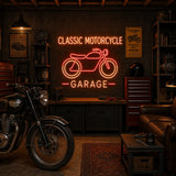 Classic Motorcycle Garage Neon Sign for Biker Decor