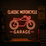 Classic Motorcycle Garage Neon Sign for Biker Decor