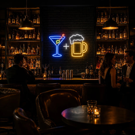 Cocktail + Beer Mug LED Neon Sign